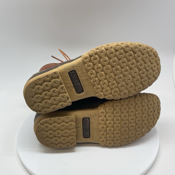 LL Bean Bean Boots Womens 6 Brown Leather Plaid Lined Duck Waterproof USA - Picture 10 of 11